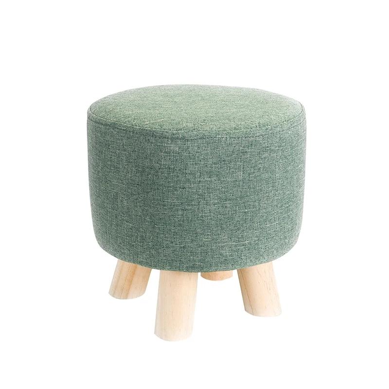 Stretch Round Stool Covers Linen Fabric Footstool Slipcovers Elastic Ottoman Cover Removable Chair Seat Case for Living Room