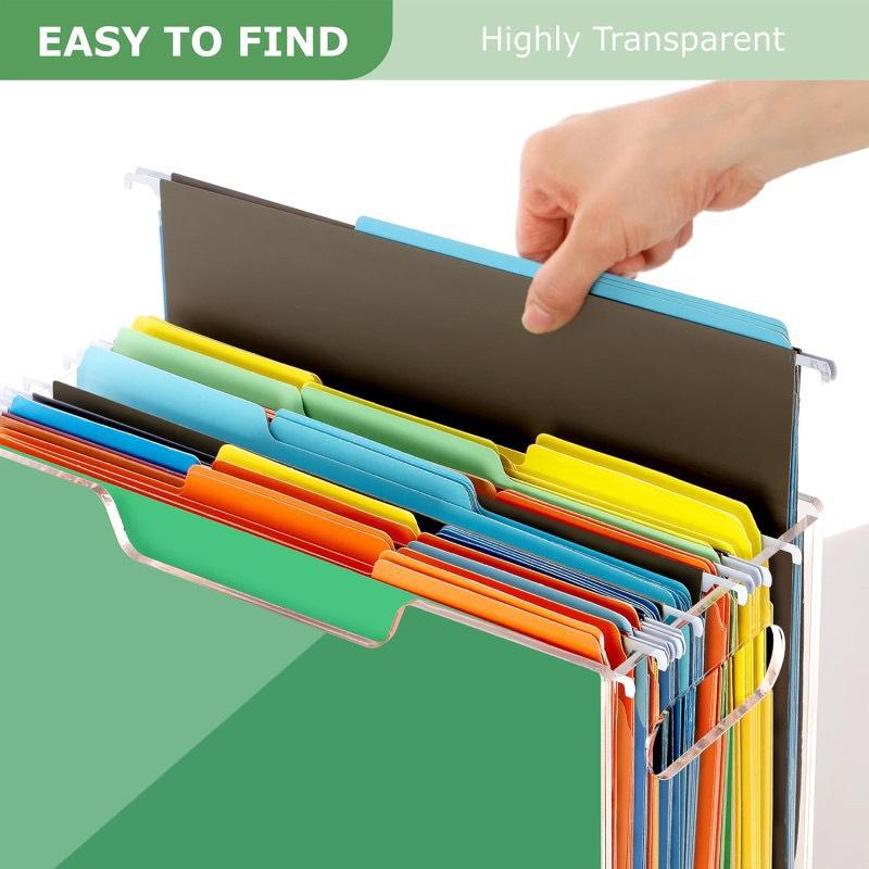 Portable Transparent Acrylic A4 File Holder with Handle for Office Desktop Organization 31x14x25 cm прозрачный