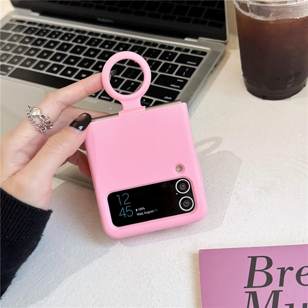 Offical Liquid Silicone Ring Holder Case For Samsung ZFlip 3 4 Folding Soft Candy Color Camera Protective Shockproof Cover Funda