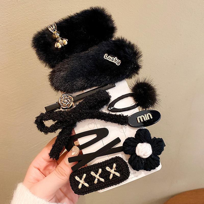 10 stk Dame Side Barrettes Hodeplagg Vinter Plysj Drakts Tiara Hårtilbehør For Jenter Hårspenner