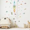 Cartoon Planets Rocket Height Chart Wall Sticker Self-Adhesive Removable for Kids Room Nursery Home Decor