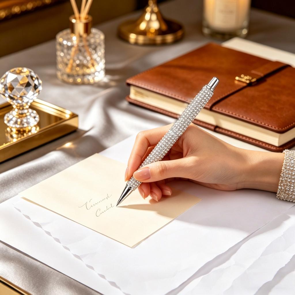Luxury Sparkling Rhinestone Ballpoint Pen, Suitable For Gifts To Friends, Diary Writing, And Office Stationery