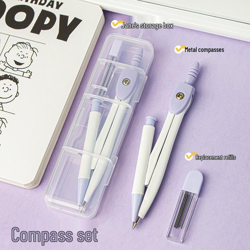 Morandi Color Compass Set with Lead Refills - 2-Piece Drawing Tools & Learning Stationery