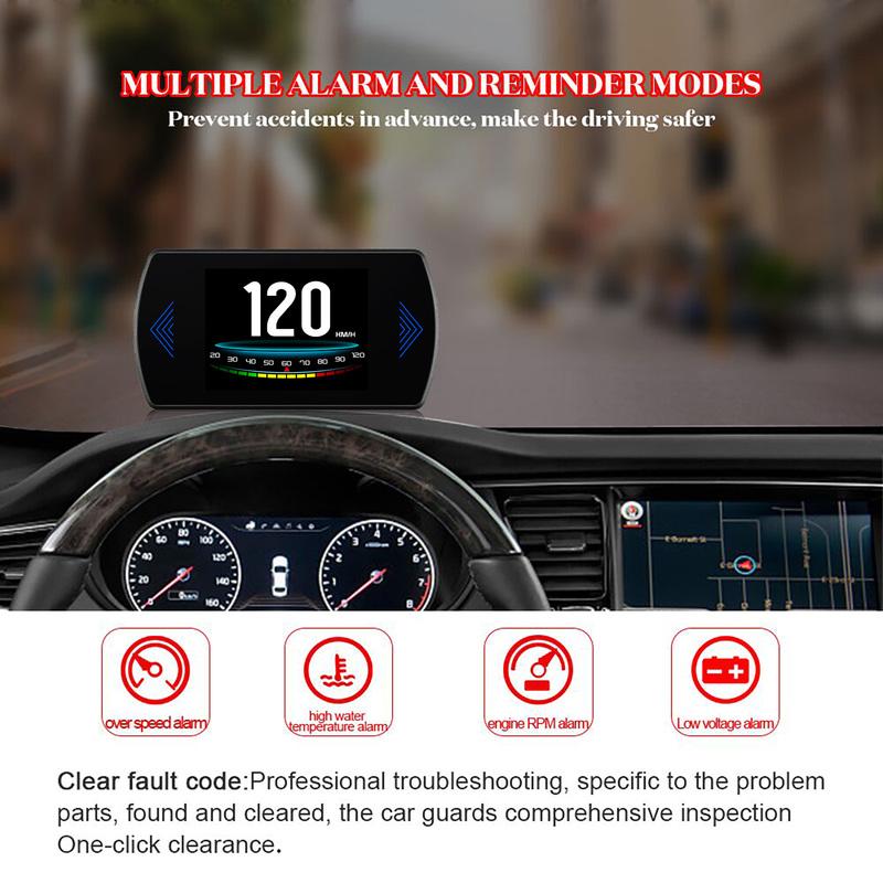 P12 Car HUD OBD2 Head Up Display Car Gauge Smart Digital Meter Speed Fuel Read Fault Code Car Driving Computer