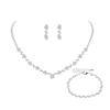 Bridal Party Jewelry Set With Zircon Water Drop Necklace Earrings And Bracelet For Weddings