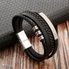 Men's Magnetic Buckle Multi-Layer Leather Bracelet: Simple Handmade European & American Fashion