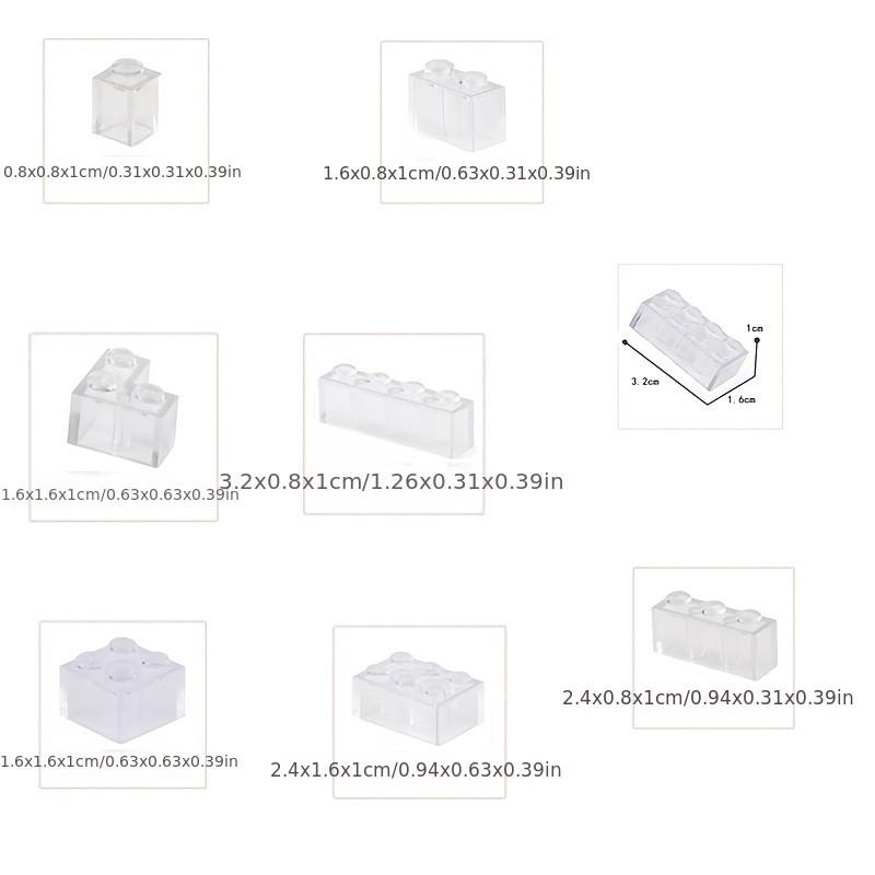 55 Pcs Small Particles Mix Bricks Transparent Clear White Thick Brick Model Classic Bulk Parts Building Blocks Gifts Toys for Children