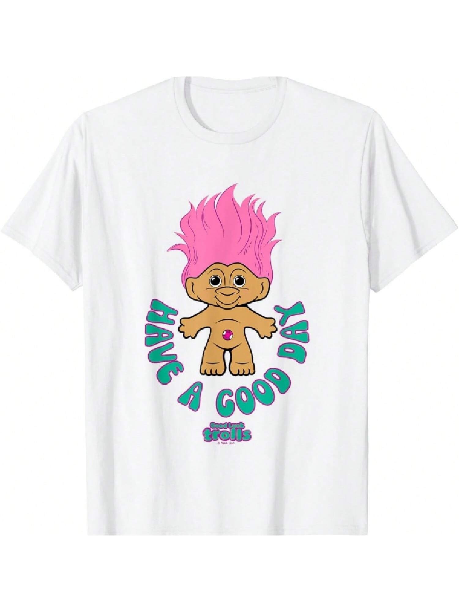 Good Luck Have A Good Day Cute Pink Troll Chest Logo T-Shirt S разноцветный