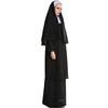 Halloween Nun Costume Adult Women Cosplay Party Stage Dress Black Milk Fabric