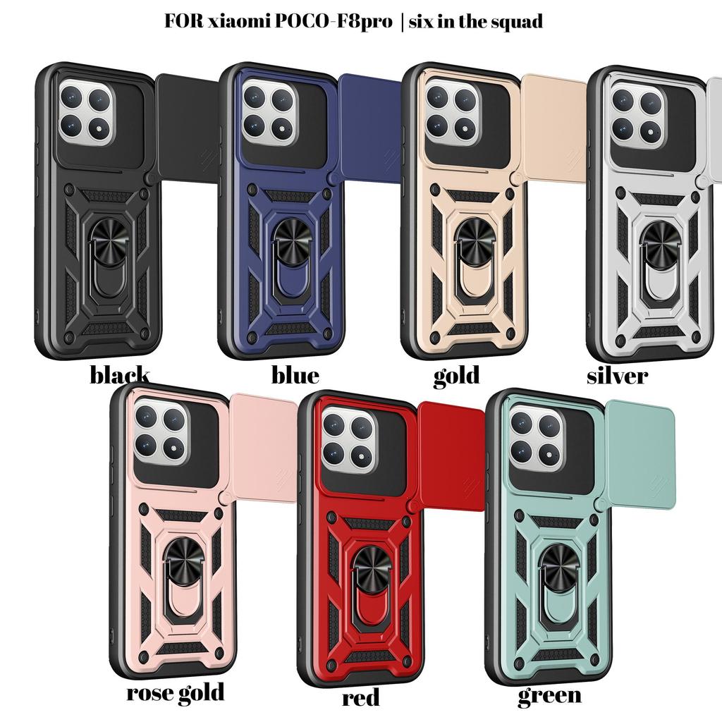 Sliding Camera Cover for Xiaomi Poco F8 Pro with Stand Anti-Fall Drop Protection Phone Case