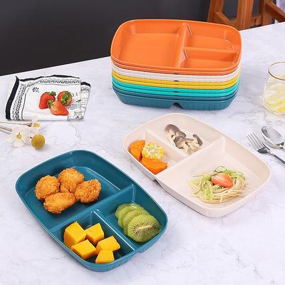 1pc Creative Three Compartments Dinner Plate Imitation Porcelain Plastic Plate Cafeteria Dinner Plate Commercial Household