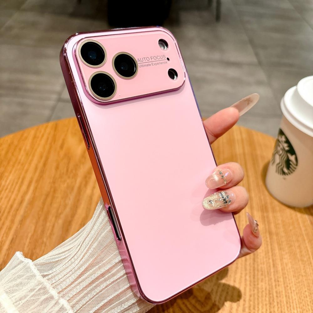 Frosted Plating Crystal Large Window Phone Case For iPhone 17 16 15 14 13 12 11 Pro Max 17ProMax Full Frame Bumper NonSlip Cover