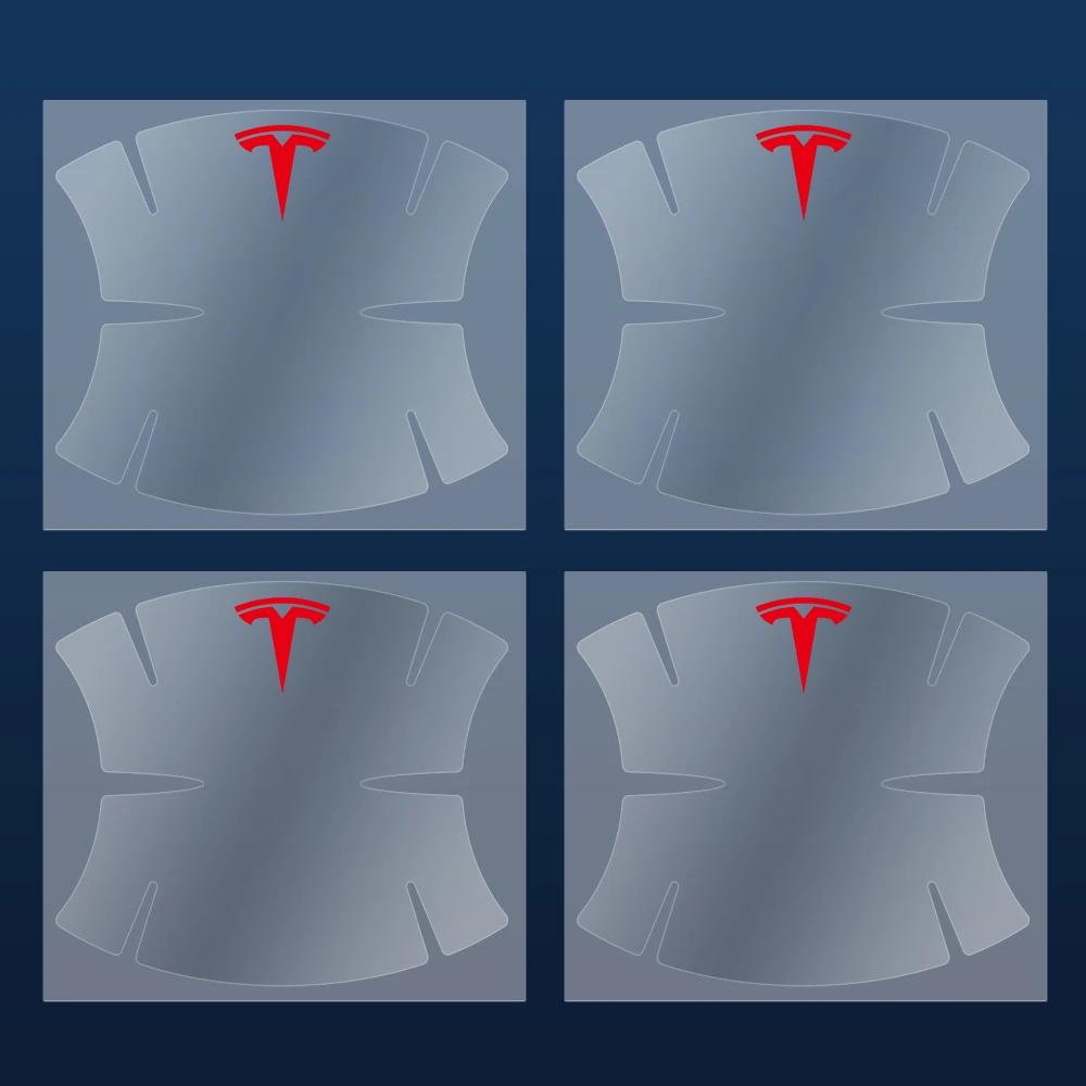 Car Sticker 2025 New Tesla 4/8Pcs Car Door Handle Guard Sticker Door Bowl Badge Auto Accessories For Tesla Model 3 Y S X 2017-20