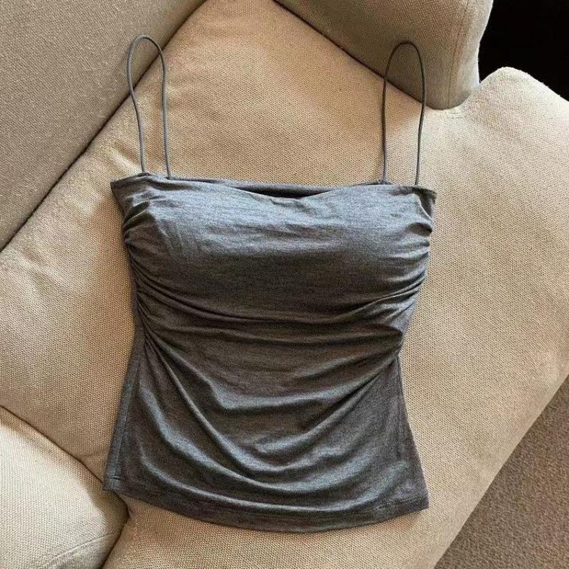 Women's Spaghetti Strap Camisole Vest with Chest Pad - Comfortable Base Layer Outerwear