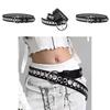 Style Double Row Buckle Belt For Denim Jeans With Metal Eyelet Closure