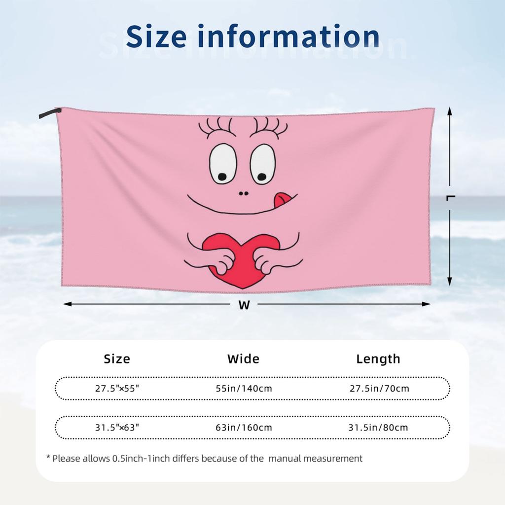 Barbapapa Cartoon Beach Towel Soft Microfiber Quick Dry Absorbent Quick Towels For Pool