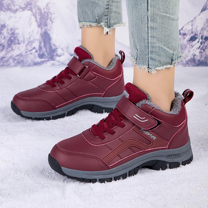 MCTIN Boots Women Waterproof Winter Leather Shoes Ankle Boots Male Snow Hiking Boots