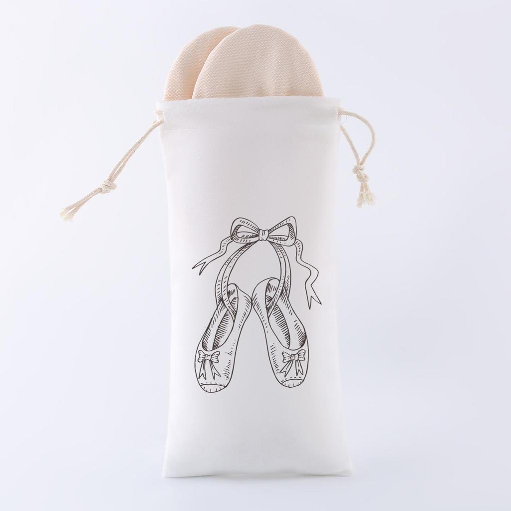 White Flannel Dance Shoes Drawstring Bag with Customizable Logo