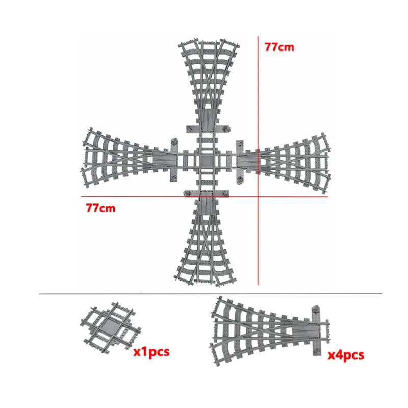NEW City Trains Railway Tracks Flexible Switch Rails Crossing Forked Straight Curved Building Block Bricks Toy Compatible Brand