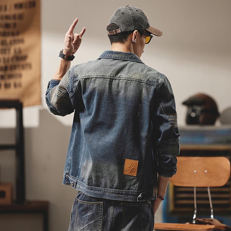 Xintang Retro Embroidered Men's Denim Workwear Jacket for Spring 2025