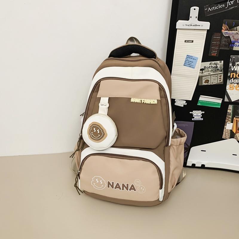 Студенческий школьный рюкзак женский цветной блок рюкзак мужской большой емкости — фото 10