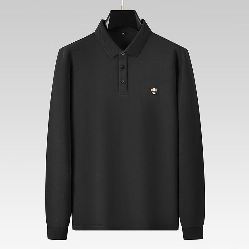 Dibenze Men's Plus Size Long Sleeve Polo Shirt