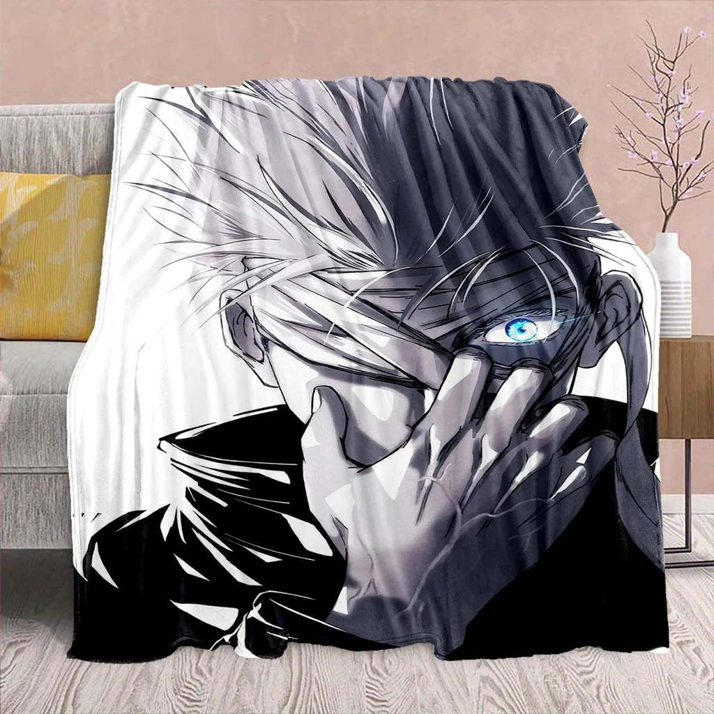 Jujutsu Kaisen Anime Flanelldecke - Weich Warm Perfekt für Sofa, Bettwäsche Camping Reise Büro Heimdekoration -QJY