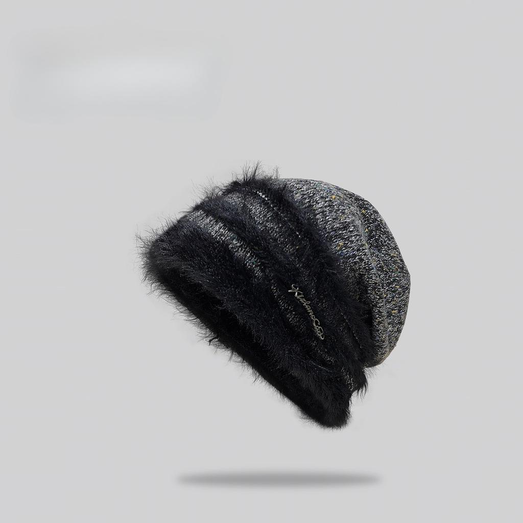 Autumn and winter warm, retro big head, big face, small plush pile hat girl