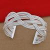 Women Vintage Woven Bracelet Silver Plated Copper Bangle Girls Ethnic Style Wristband Wrist Jewelry