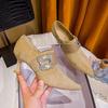 Fashion Women Vulcanized Shoes High Heels Pointed Toe Diamond Buckle Stiletto Heel 2025 New French Style Spring Autumn Women Shoes