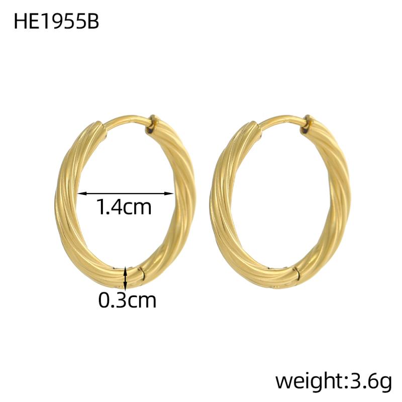 CARLIDANA Chic Simple Hoop Earrings Ins Simple Women Fashion Earrings Stainless Steel Gold Plated Twisted Circle Huggies Earring