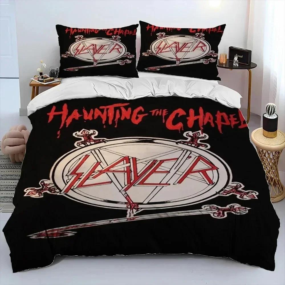 3D Print Slayer Heavy Metal Band Music Bedding Set Duvet Cover Bed Set Quilt Cover Pillowcase Comforter King Queen Size
