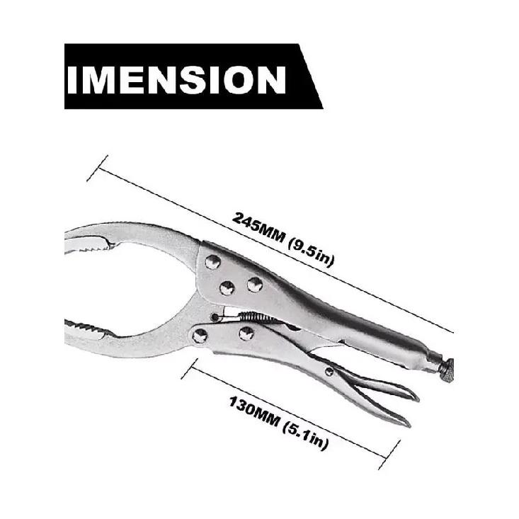 9.5-inch Locking Oil Filter Wrench - Heavy-duty Alloy Steel Adjustable Vice Design, Non-slip Tooth Design, Suitable for Car/Truc