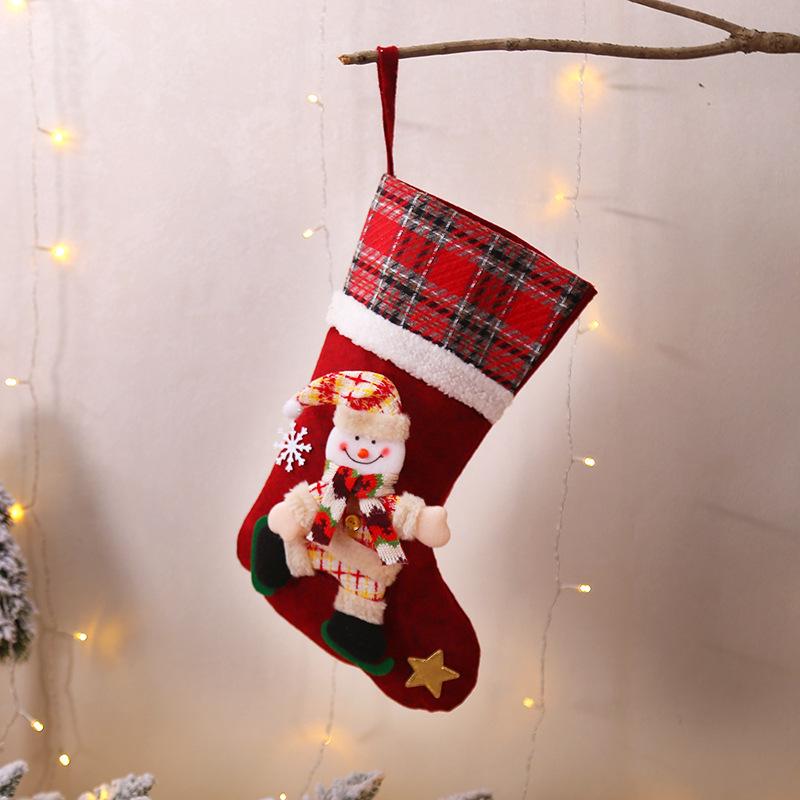Large Plaid Christmas Stocking for Children's Gifts and Candy