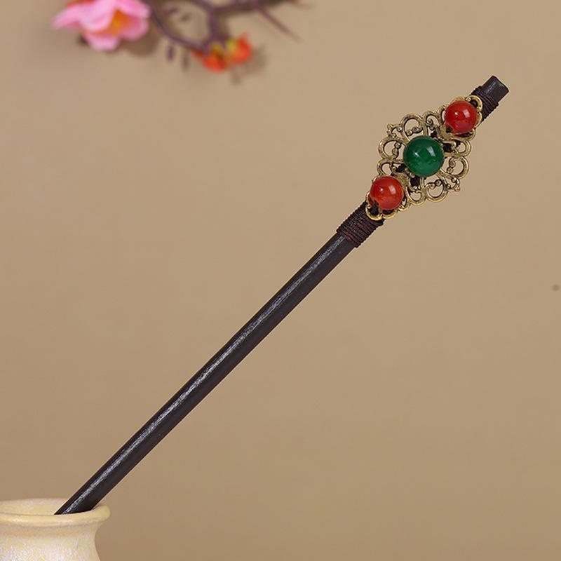 Vintage Tassel Wooden Hairpin for Women - Imitation Ebony Hanfu Accessory, Ancient Style Costume Hairpin