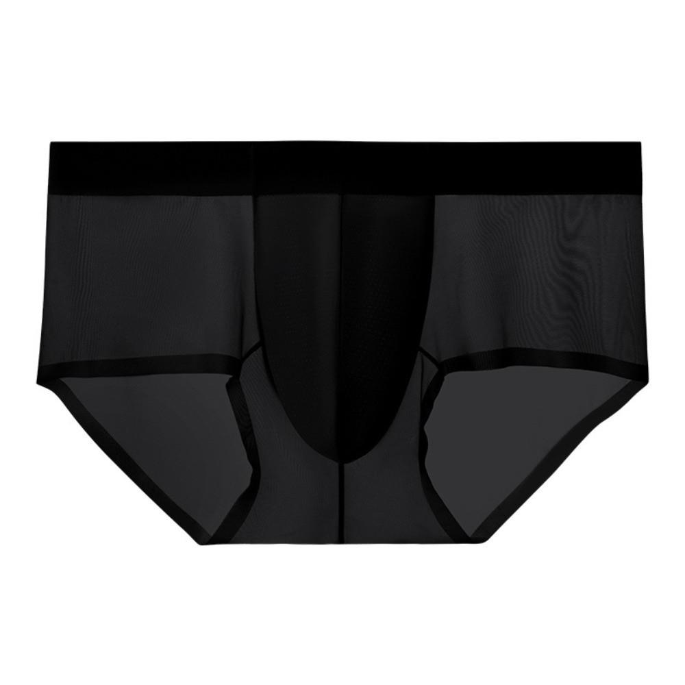 Underpants Summer Thin Briefs Men L-3XL Large Size with Crotch Cloth Ice Silk Boxers Panties Breathable Quick Dry