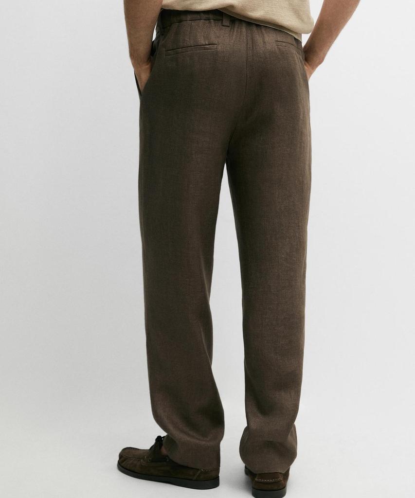 Masimodutti Total Look Linen Herringbone Detail Pants