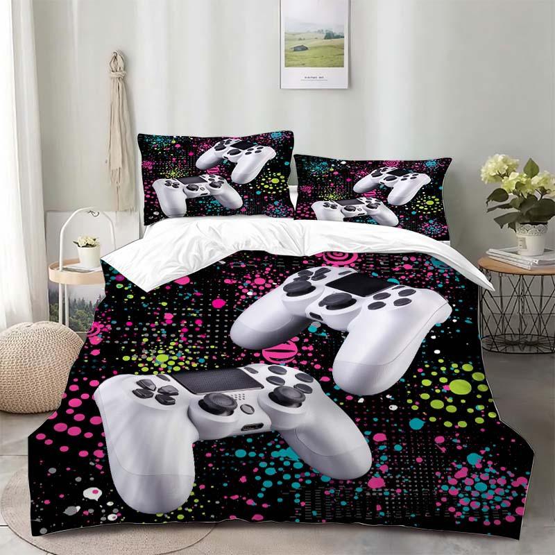 Gamer Duvet Cover For Kids,Twin Size,Teens Gaming Bedding Set For Boys And Girls,Video Games Comforter Cover,Gamepad Quilt Cover