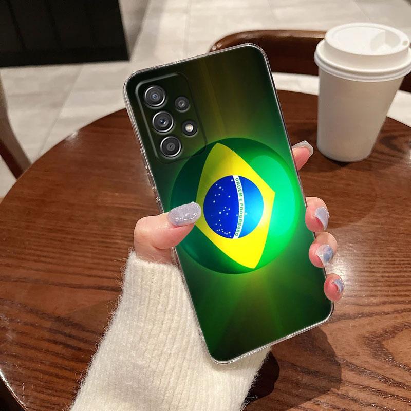 Brazil Flag Clear Soft Phone Case For Samsung Galaxy A56 A57 A37 A55 A54 A36 A35 A26 A25 A16 A17 A07 A52 A34 A73 A53 A21s Cover