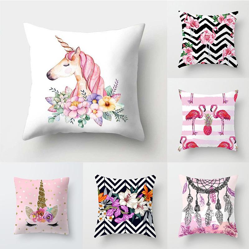 Ins Nordic Unicorn Flamingo Pillowcase Office Home Fabric Pillowcase