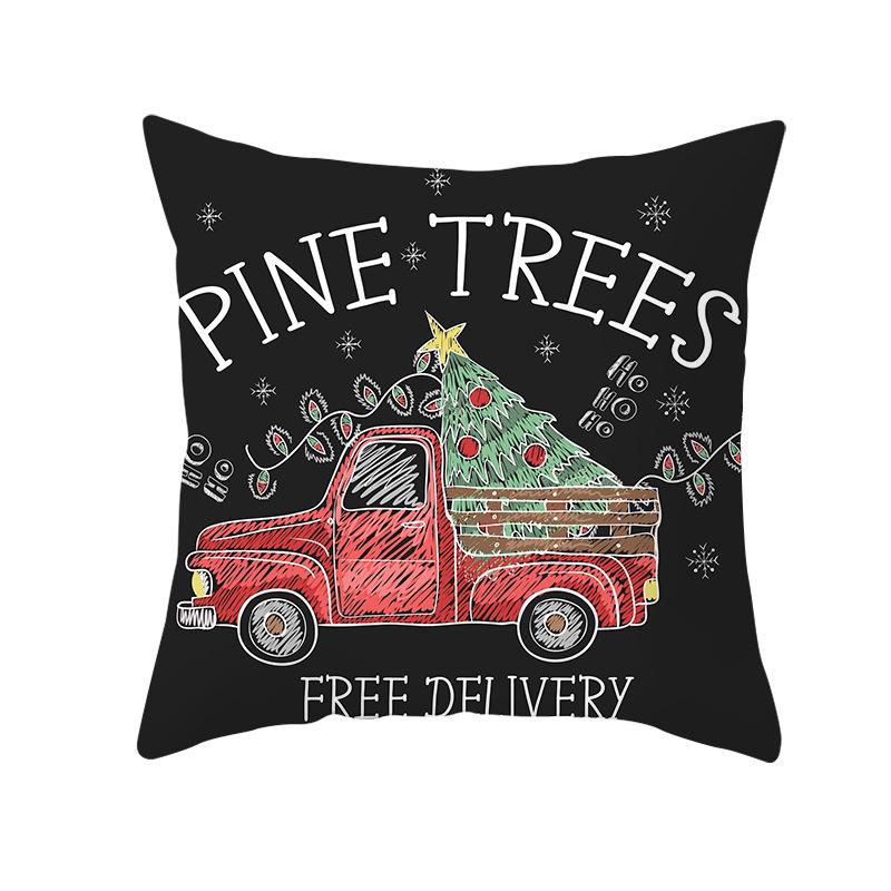 Cartoon Car Print Peach Skin Pillow Cover Christmas New Pillow Cover Wish Home Cushion Cover