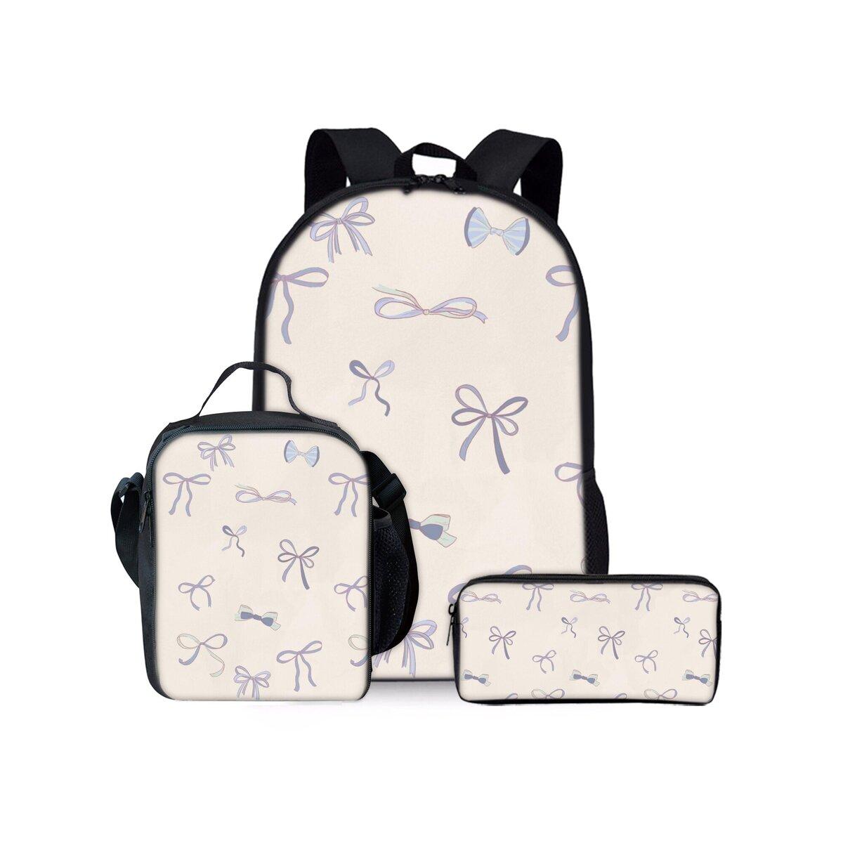 Drie delige rugzakset met strikprint voor jongens en meisjes Beste Cadeaus 2D Platte Cartoon Schooltas voor Kinderen
