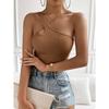 Summer women's new slim sexy hollow waffle ultra short camisole top