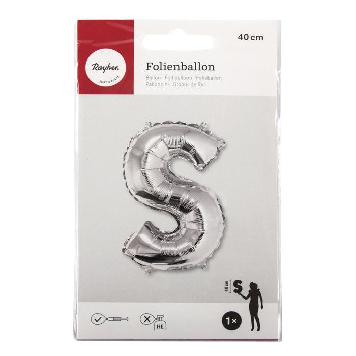 Ballon Lettre S, 40cm, 1pce. , argent