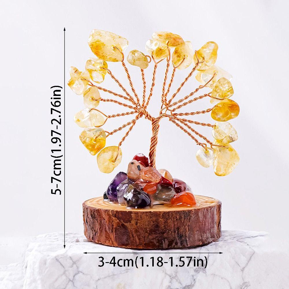 Copper Wire Crystal Wishing Tree Positive Energy Fortune Tree Figurine Mini Crystal Trees  Desk