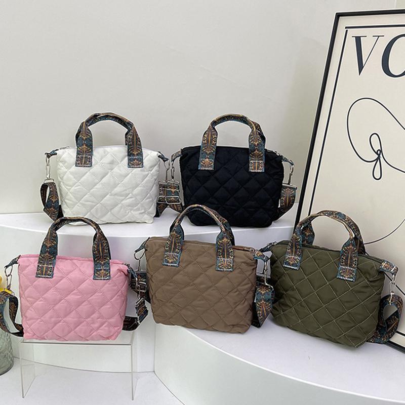 Prošívaná kabelka s horním uchem, kabelka přes rameno, velkokapacitní, kosočtvercový vzor, jednobarevná, vintage crossbody kabelka pro ženy do práce