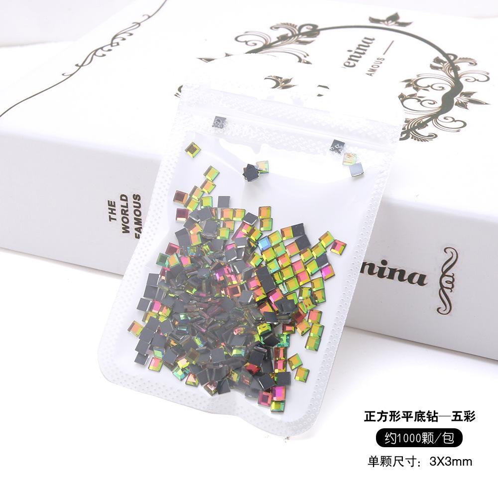 6 Grid Square Diamond Set, Nail Art Jewelry, Diamond Mirror Transparent Square Diamond Mixed Flat Bottom Diamond Diy Nail Decoration