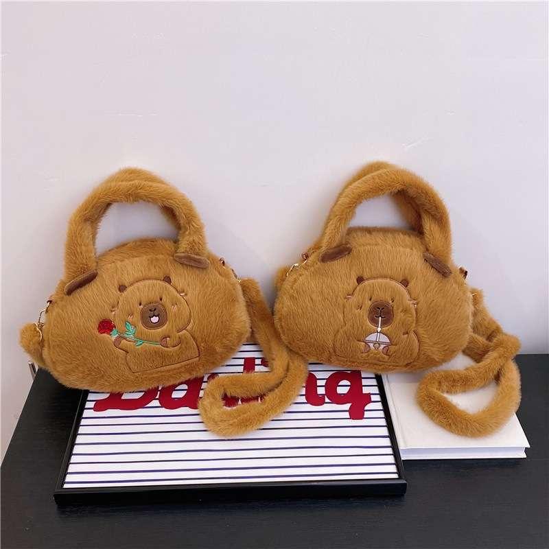 Capybara Plush Crossbody Bag - Cute Cartoon Doll Storage Bag