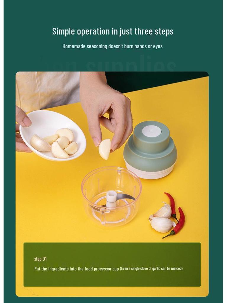 Beiling Electric Garlic Chopper: Home Pull-Cut Mincer and Masher.