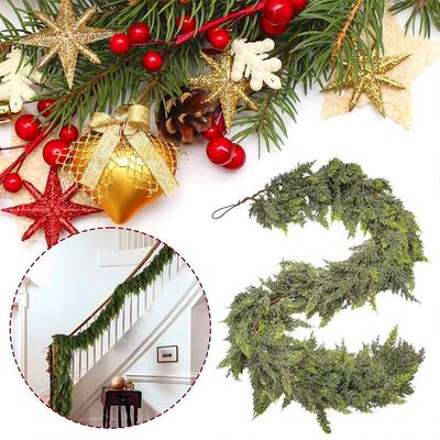 1 ΤΕΜ Κλαδιά Σκούρου Πράσινου Εξωτερική Διακόσμηση Γιρλάντα Πόρτες Ρεαλιστικά Τεχνητά Φύλλα Κυπαρισσιού Σπίτι Πράσινο Πάρτι